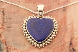Artie Yellowhorse Genuine Blue Lapis Sterling Silver Heart Pendant